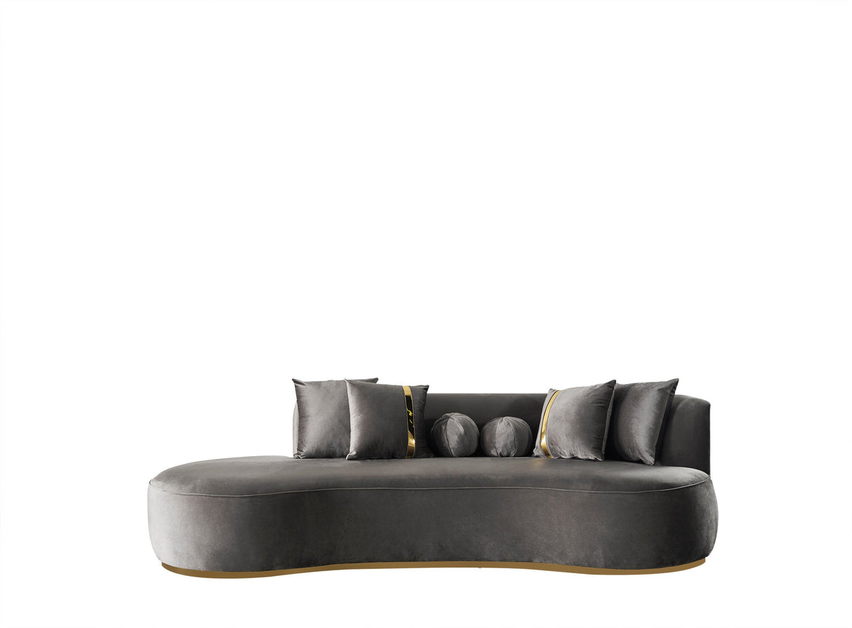 Ella Gray Velvet Chaise Lounge from Nova Furniture - Luna Furniture