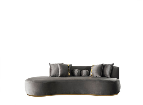 Ella Gray Velvet Chaise Lounge from Nova Furniture - Luna Furniture