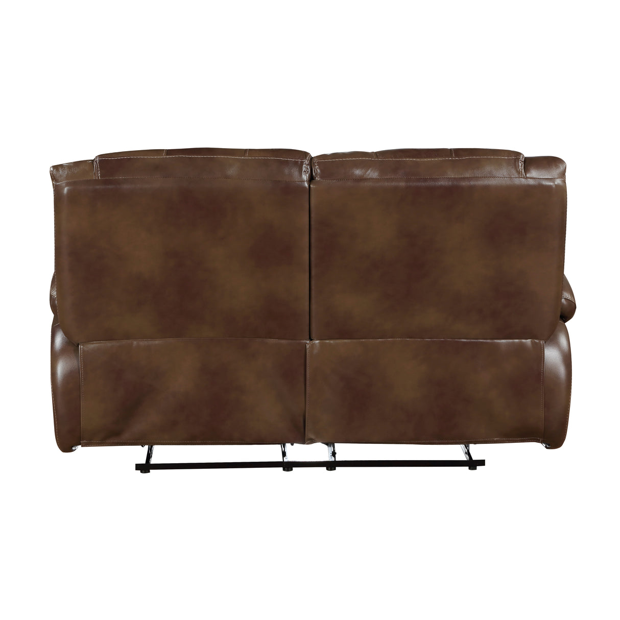Ellicott Brown Leather Double Reclining Loveseat from Homelegance - Luna Furniture