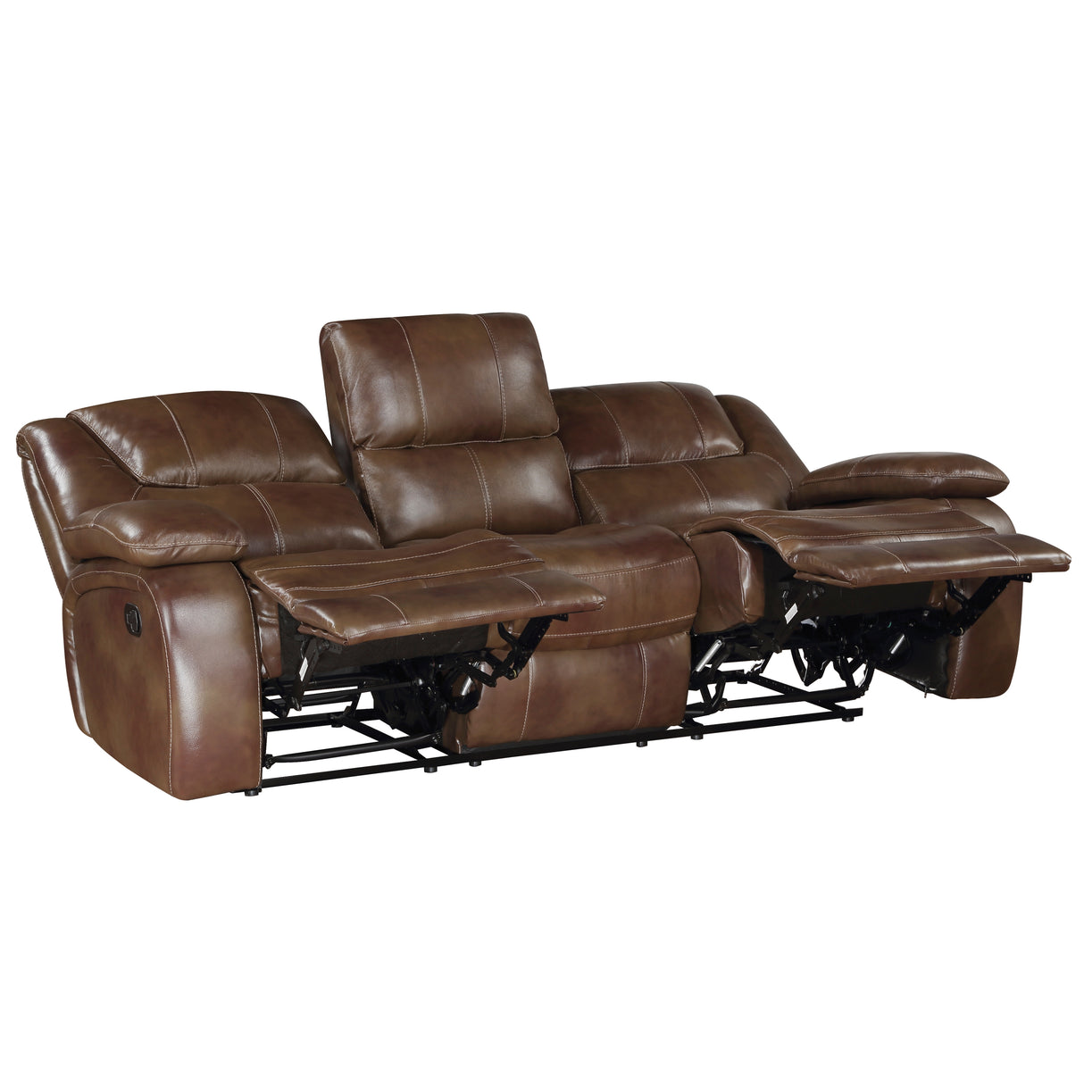 Ellicott Brown Leather Double Reclining Living Room Set from Homelegance - Luna Furniture