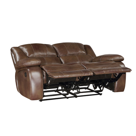 Ellicott Brown Leather Double Reclining Living Room Set from Homelegance - Luna Furniture