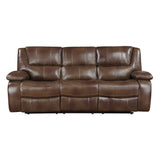 Ellicott Brown Leather Double Reclining Sofa from Homelegance - Luna Furniture