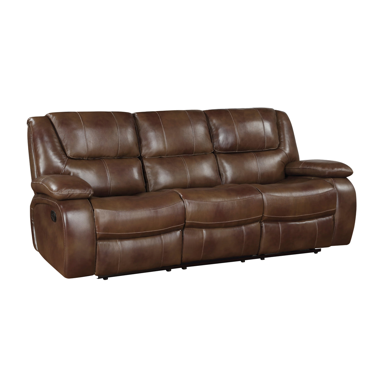 Ellicott Brown Leather Double Reclining Sofa from Homelegance - Luna Furniture