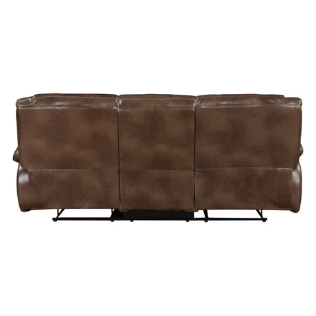 Ellicott Brown Leather Double Reclining Sofa from Homelegance - Luna Furniture