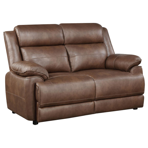 Ellington Dark Brown Upholstered Padded Arm Loveseat