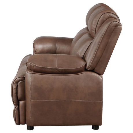 Ellington Dark Brown Upholstered Padded Arm Loveseat from Coaster - Luna Furniture