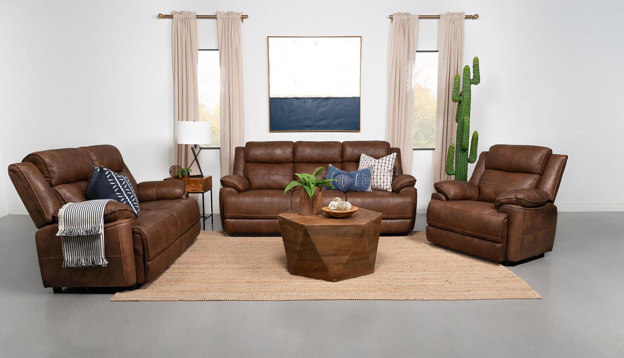Ellington Dark Brown Upholstered Padded Arm Loveseat from Coaster - Luna Furniture