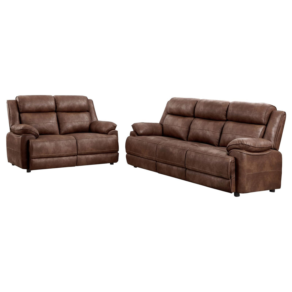 Ellington Dark Brown 2-Piece Upholstered Padded Arm Sofa Set from Coaster - Luna Furniture