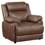 Ellington Dark Brown Upholstered Padded Reclining Living Room Set from Coaster - Luna Furniture