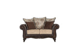 Elmbrook Brown 2-piece Upholstered Rolled Arm Sofa Set with Intricate Wood Carvings from Coaster - Luna Furniture
