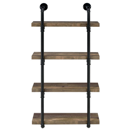 Elmcrest Black and Rustic Oak 24-inch Wall Shelf from Coaster - Luna Furniture