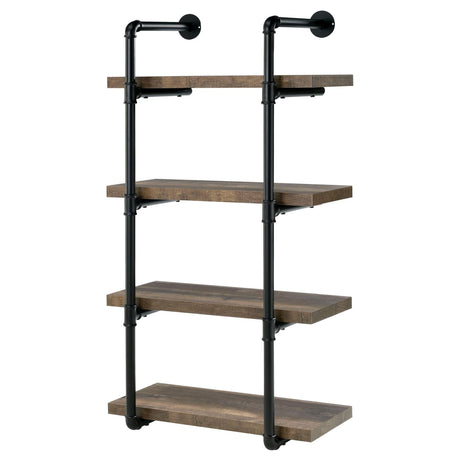 Elmcrest Black and Rustic Oak 24-inch Wall Shelf from Coaster - Luna Furniture