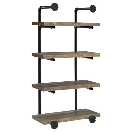 Elmcrest Black and Rustic Oak 24-inch Wall Shelf from Coaster - Luna Furniture