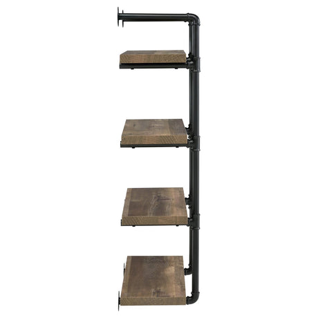 Elmcrest Black and Rustic Oak 24-inch Wall Shelf from Coaster - Luna Furniture