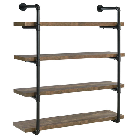 Elmcrest Black and Rustic Oak 40-inch Wall Shelf from Coaster - Luna Furniture