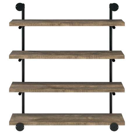 Elmcrest Black and Rustic Oak 40-inch Wall Shelf from Coaster - Luna Furniture