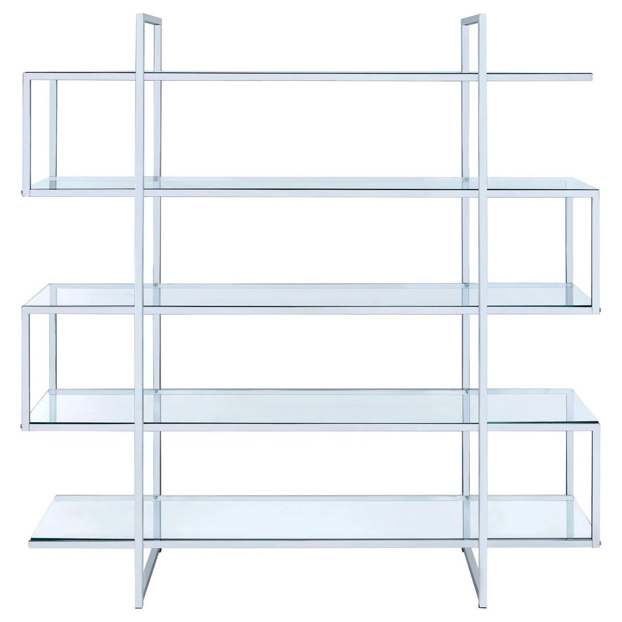 Elmer Clear and Chrome 5-Shelf Bookcase from Coaster - Luna Furniture