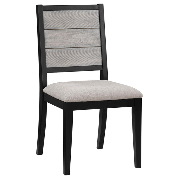 Elodie Dove and Black Upholstered Padded Seat Dining Side Chair, Set of 2