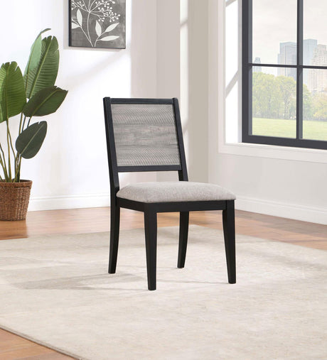 Elodie Dove and Black Upholstered Padded Seat Dining Side Chair, Set of 2 from Coaster - Luna Furniture