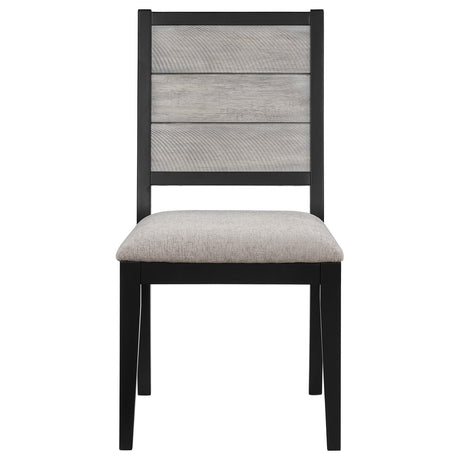 Elodie Dove and Black Upholstered Padded Seat Dining Side Chair, Set of 2 from Coaster - Luna Furniture