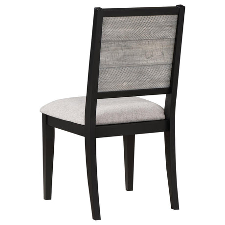 Elodie Dove and Black Upholstered Padded Seat Dining Side Chair, Set of 2 from Coaster - Luna Furniture