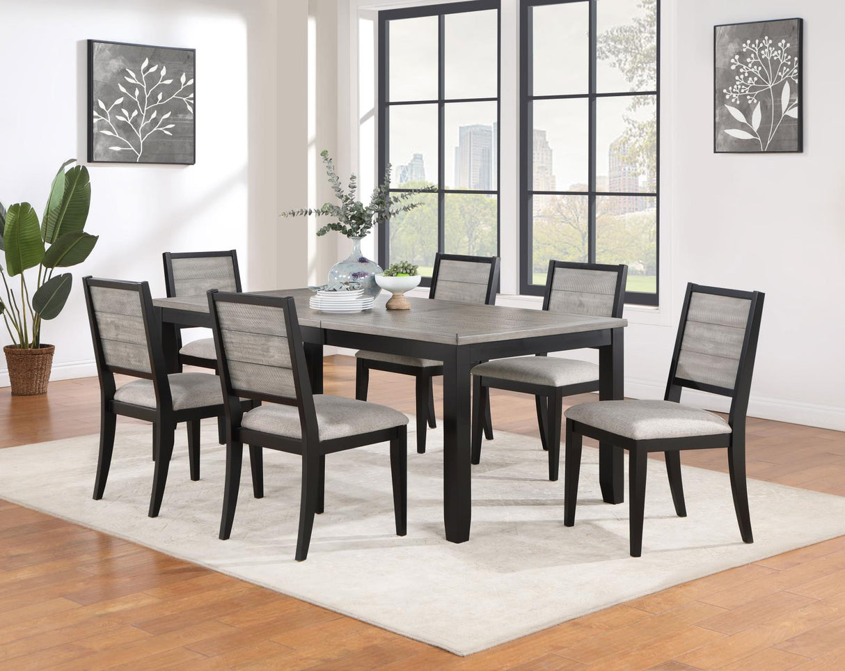 Elodie Gray and Black Rectangular Dining Table with Extension Leaf from Coaster - Luna Furniture
