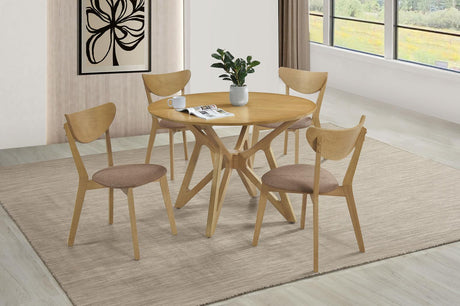 Elowen Light Walnut 5-Piece Round Solid Wood Dining Set from Coaster - Luna Furniture