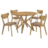 Elowen Light Walnut 5-Piece Round Solid Wood Dining Set from Coaster - Luna Furniture