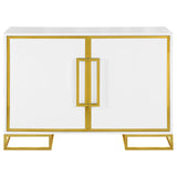 Elsa White and Gold 2-Door Accent Cabinet with Adjustable Shelves from Coaster - Luna Furniture