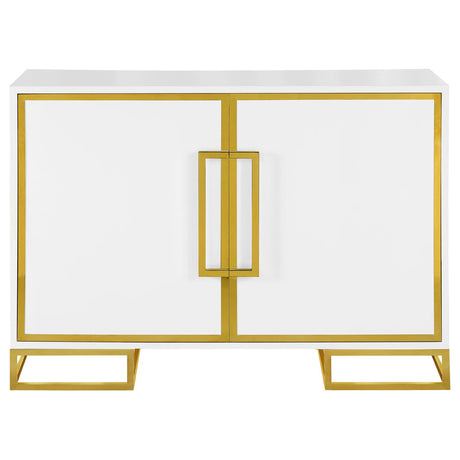 Elsa White and Gold 2-Door Accent Cabinet with Adjustable Shelves from Coaster - Luna Furniture
