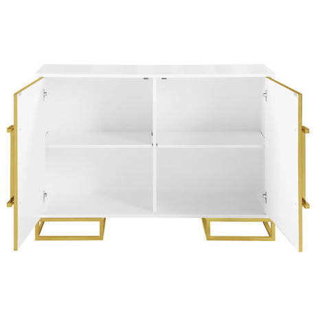 Elsa White and Gold 2-Door Accent Cabinet with Adjustable Shelves from Coaster - Luna Furniture