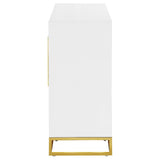 Elsa White and Gold 2-Door Accent Cabinet with Adjustable Shelves from Coaster - Luna Furniture