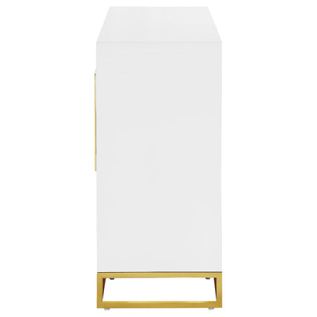 Elsa White and Gold 2-Door Accent Cabinet with Adjustable Shelves from Coaster - Luna Furniture
