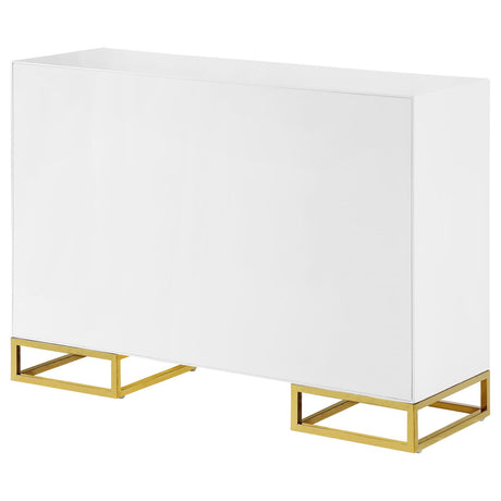 Elsa White and Gold 2-Door Accent Cabinet with Adjustable Shelves from Coaster - Luna Furniture