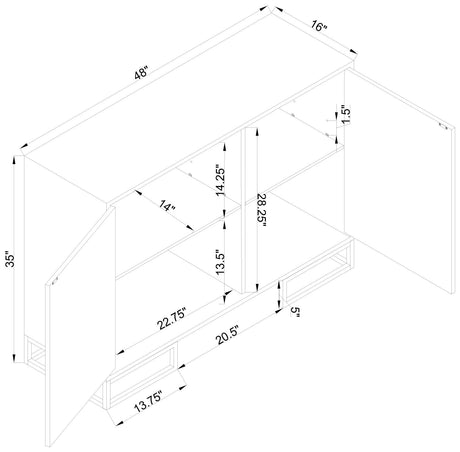 Elsa White and Gold 2-Door Accent Cabinet with Adjustable Shelves from Coaster - Luna Furniture