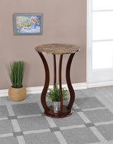 Elton Brown Round Marble Top Accent Table from Coaster - Luna Furniture
