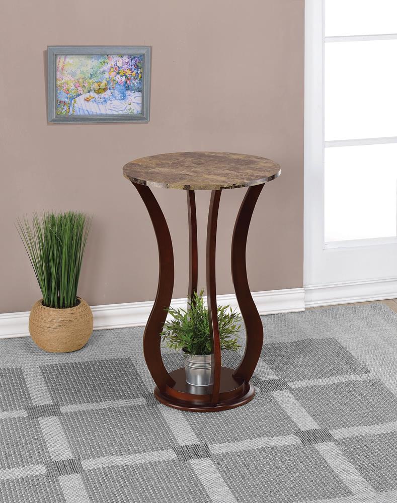Elton Brown Round Marble Top Accent Table from Coaster - Luna Furniture