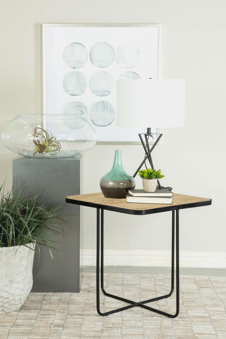 Elyna Travertine and Black Square Accent Table from Coaster - Luna Furniture