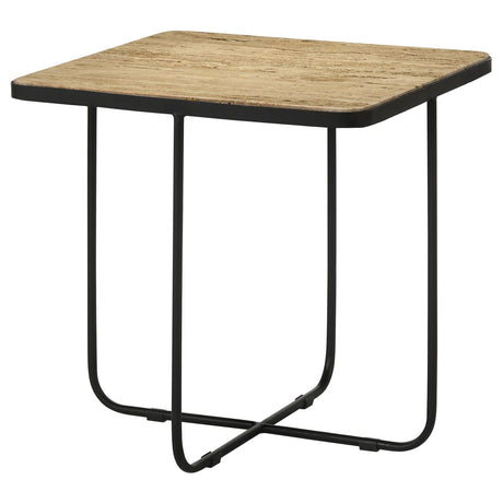 Elyna Travertine and Black Square Accent Table from Coaster - Luna Furniture
