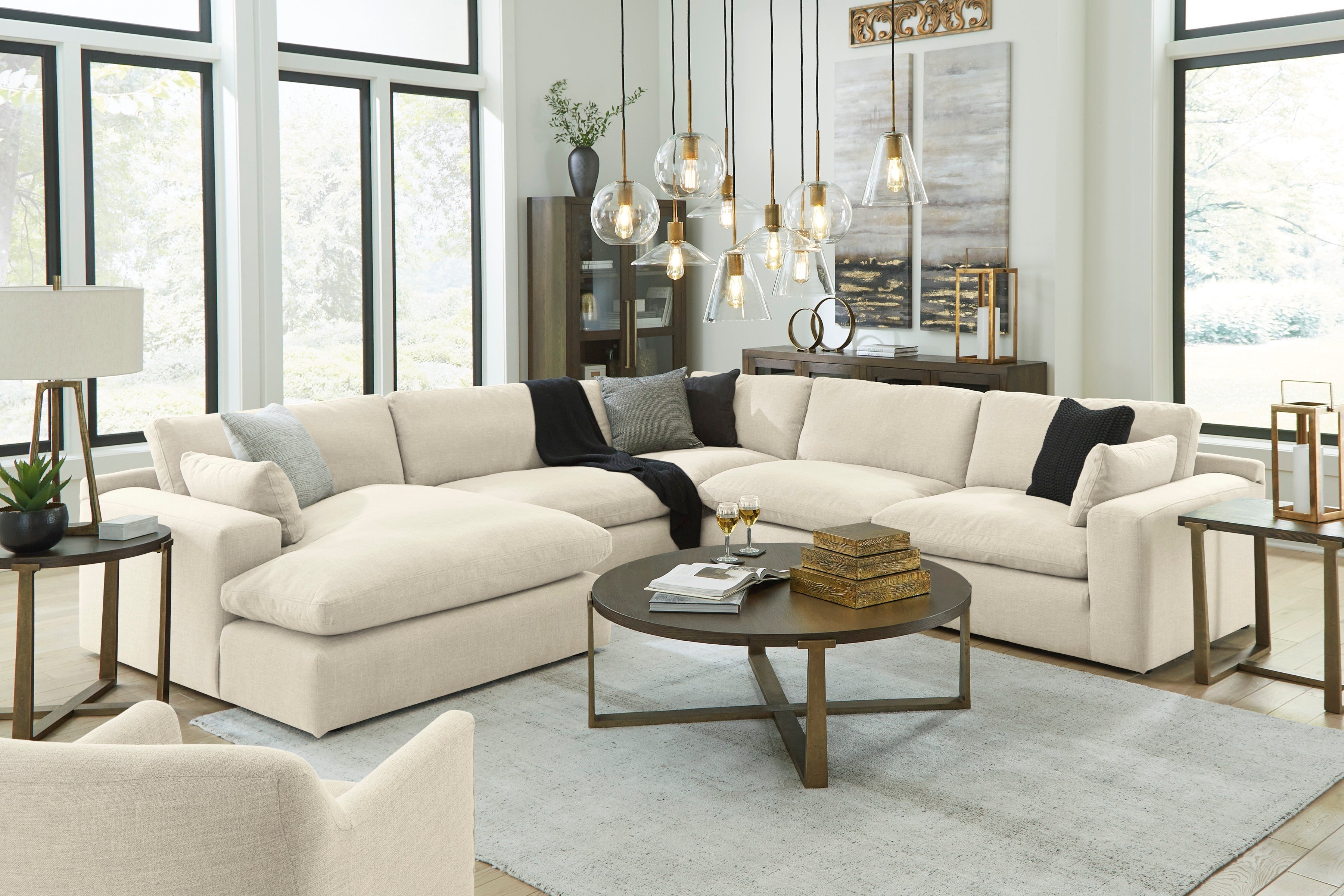 Elyza Linen 5-Piece LAF Chaise Sectional – Luna Furniture
