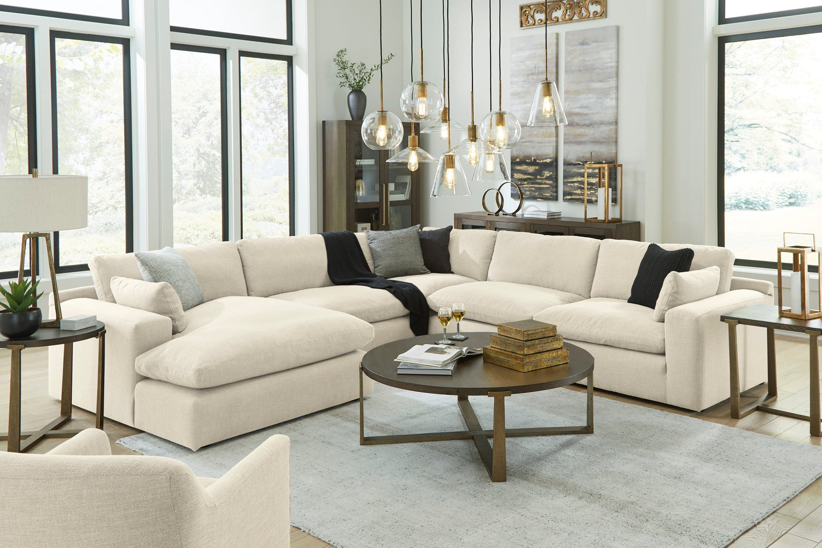 Elyza Linen 5-Piece LAF Chaise Sectional from Ashley - Luna Furniture