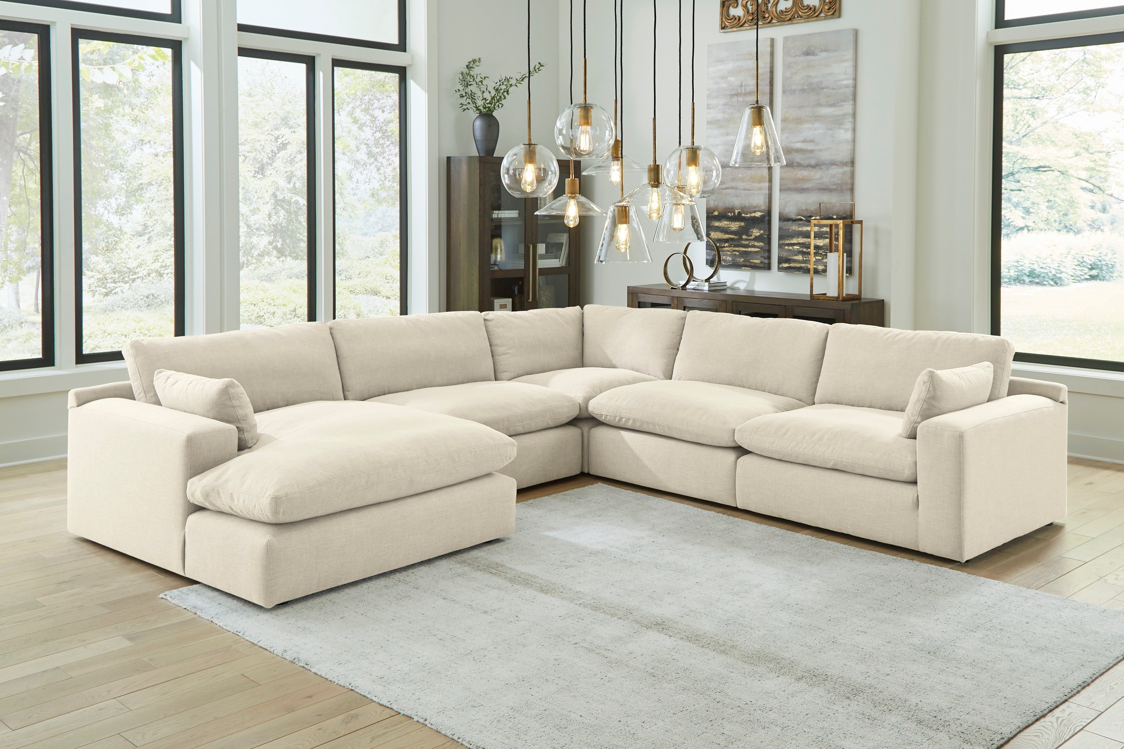 Ashley Elyza Linen 5-Piece LAF Chaise Sectional – Luna Furniture