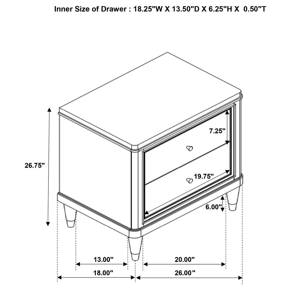 Emberlyn Brown 2-Drawer Nightstand from Coaster - Luna Furniture
