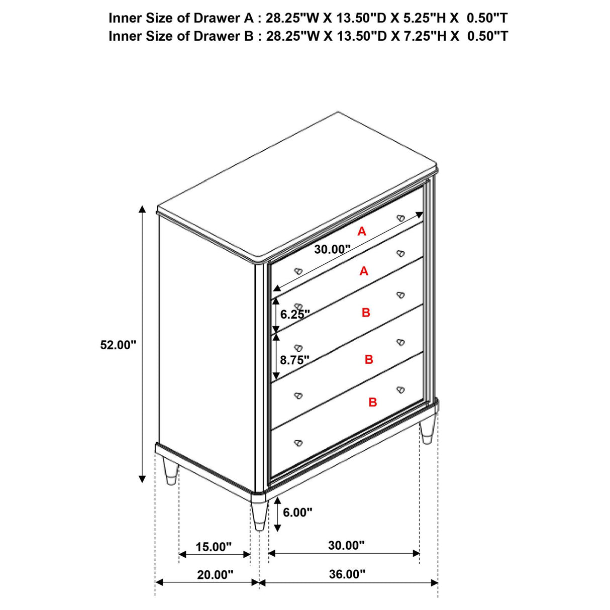 Emberlyn Brown 5-Drawer Bedroom Chest from Coaster - Luna Furniture