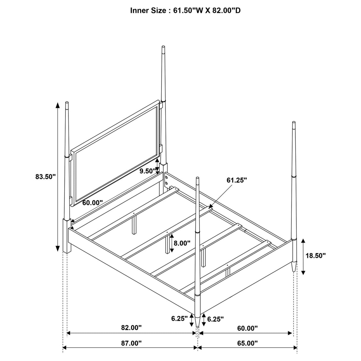 Emberlyn Brown Queen Poster Bed from Coaster - Luna Furniture