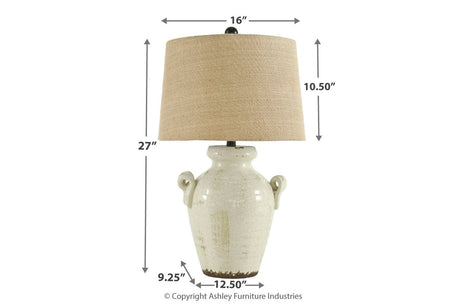 Emelda Cream Table Lamp from Ashley - Luna Furniture