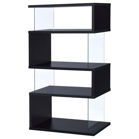 Emelle Black and Clear 4-Tier Bookcase from Coaster - Luna Furniture
