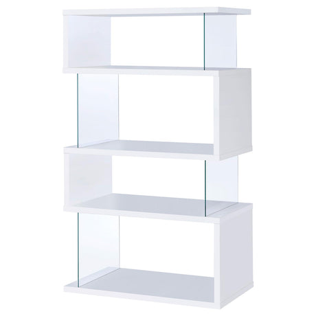 Emelle White and Clear 4-Tier Bookcase from Coaster - Luna Furniture