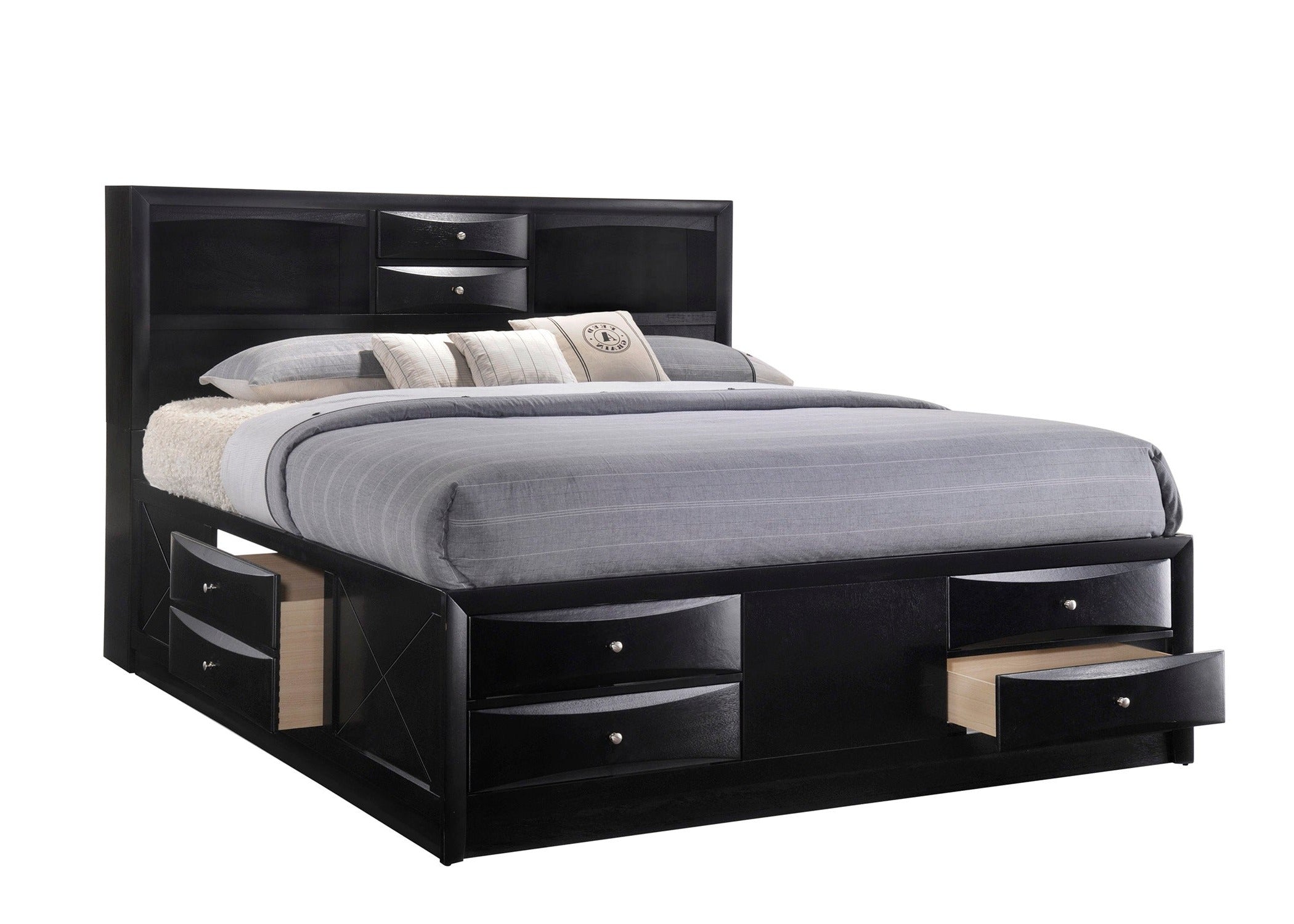 Crown Mark Emily Black King Storage Platform Bed - Luna Furniture