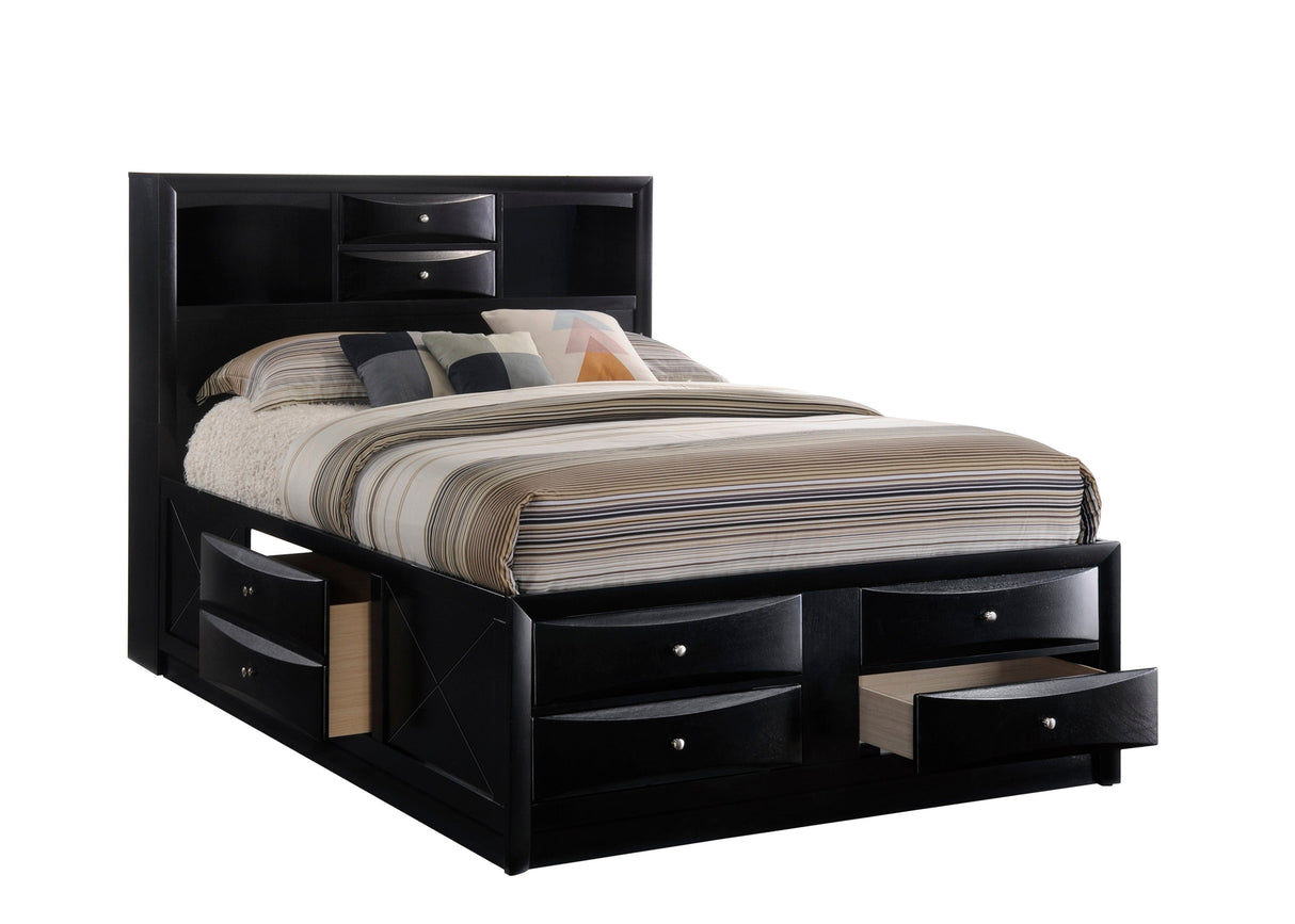 Emily Black Queen Storage Platform Bed from Crown Mark - Luna Furniture
